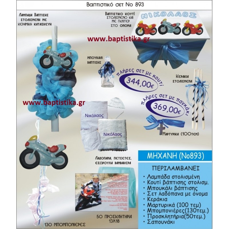 ΜΗΧΑΝΗ ΣΕΤ Νο893 ΜΟΝΟ 344 € ΠΑΚΕΤΟ ΒΑΠΤΙΣΗΣ (ΒΑΠΤΙΣΤΙΚΟ ΣΕΤ ΠΛΗΡΕΣ,130 ΜΠΟΜΠΟΝΙΕΡΕΣ,50 ΠΡΟΣΚΛΗΤΗΡΙΑ) παγκρατι γλυφαδα ιλισια χαλανδρι χαιδαρι πειραιας μαρουσι